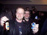 Dave Benton drinking John Everson's Newcastle, with Bill Gagliani, politely leaving the Newcastle alone.